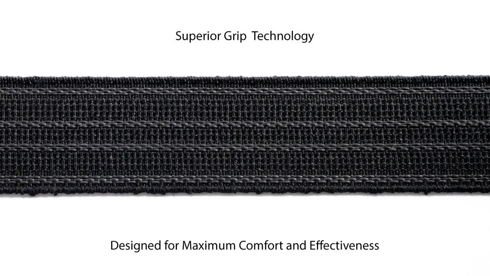 Close-up of the black woven band with stitched lines along its length